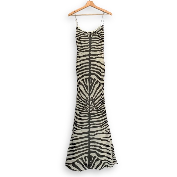 Ronny Kobo Scarlett Silk Slip Maxi Dress Zebra Print SOLD - Picture 4 of 13